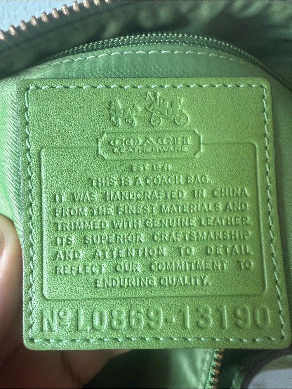 Coach Lime Green Signature Stripe Satchel with White Accents - Picture 8 of 12